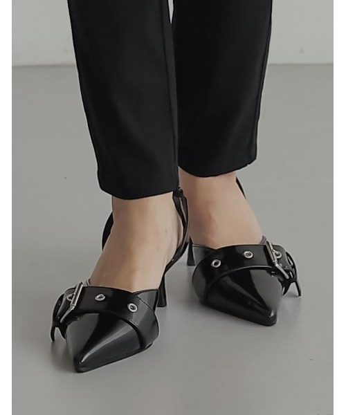 Re:EDIT（リエディ）の「[2024AW SHOES COLLECTION][大きいサイズ有]太ベルトデザインポインテッドトゥミュール（パンプス・レディース・ブラック/ダークブラウン/レッド系その他・SMALL/MEDIUM/LARGE/X-LARGE）」の22枚目の写真