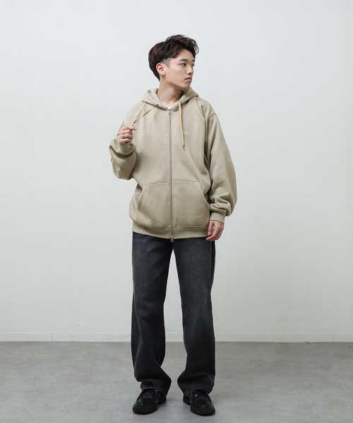 YALE】 ワンポイント カレッジロゴ 刺繍 長袖 ジップパーカー / ダブル