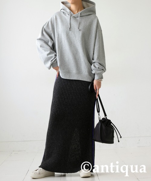 antiqua(アンティカ)の「配色ラインニットスカート(スカート・レディース・グレー/ブラック・ONESIZE)」の7枚目の写真