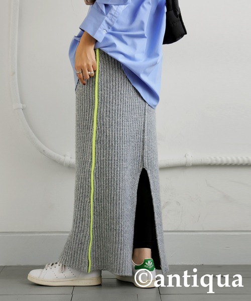 antiqua(アンティカ)の「配色ラインニットスカート(スカート・レディース・グレー/ブラック・ONESIZE)」の12枚目の写真