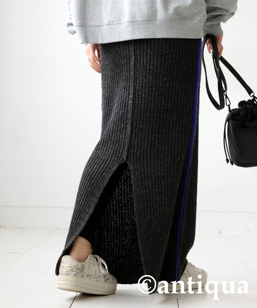 antiqua(アンティカ)の「配色ラインニットスカート(スカート・レディース・グレー/ブラック・ONESIZE)」の9枚目の写真