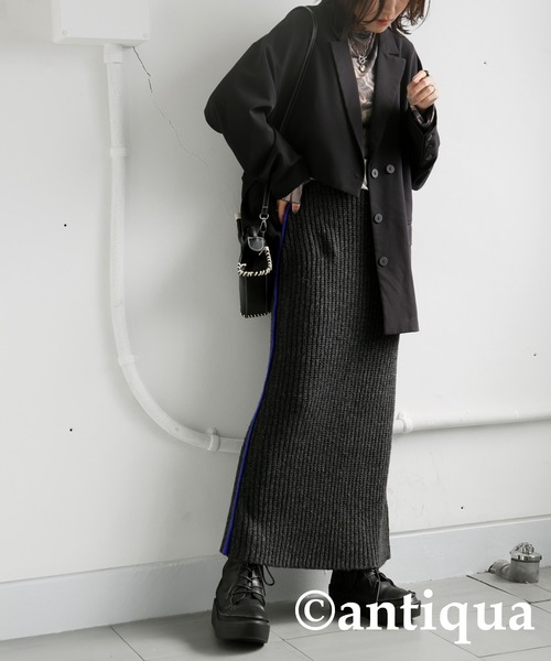 antiqua(アンティカ)の「配色ラインニットスカート(スカート・レディース・グレー/ブラック・ONESIZE)」の10枚目の写真