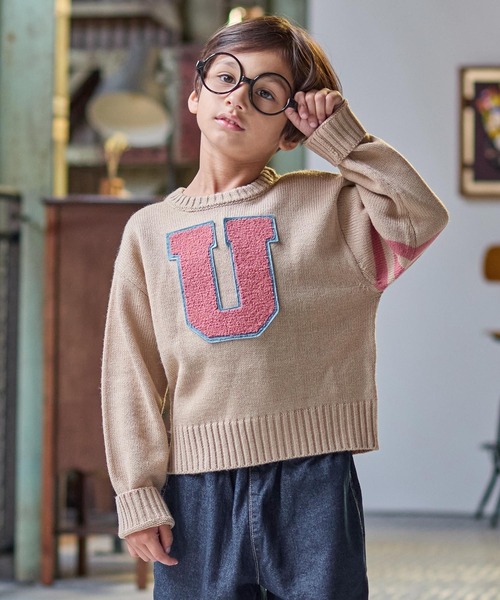 Life Support Products(ライフサポートプロダクツ)の「レタードニット(ニット/セーター・キッズ・オフホワイト/レッド/ブラウン/ベージュ/ネイビー・110/100/95/90/80/150/140/130/120)」の4枚目の写真