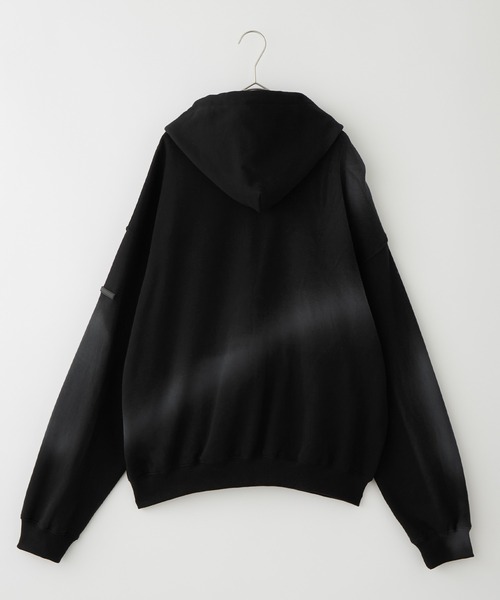 【即完sサイズ❗️】極美品❗️STONE 　パーカー　黒 ランダムスプレープリント オーバーサイズフルジップパーカー