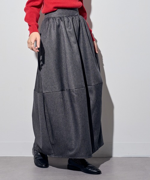 MAISON BREEZE reveur（メゾンブリーズレヴール）の「【MAISON BREEZE reveur】ツイードコクーンスカート　DTK（スカート・レディース・ブラック/グレー/ブラウン・FREE）」の2枚目の写真