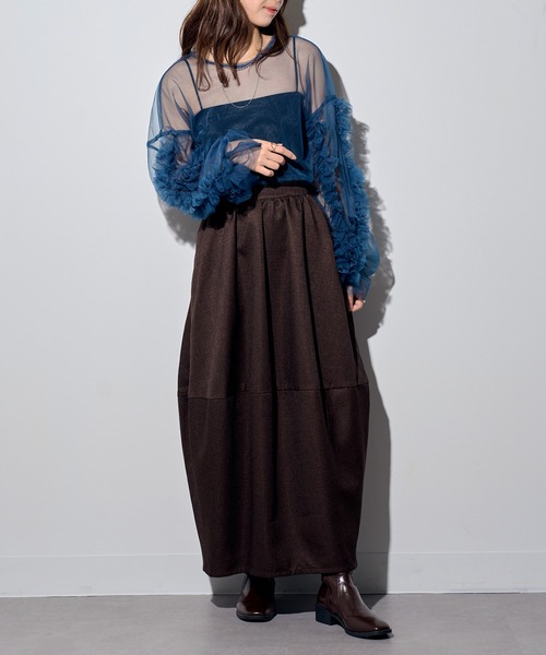 MAISON BREEZE reveur（メゾンブリーズレヴール）の「【MAISON BREEZE reveur】ツイードコクーンスカート　DTK（スカート・レディース・ブラック/グレー/ブラウン・FREE）」の14枚目の写真