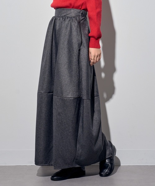 MAISON BREEZE reveur（メゾンブリーズレヴール）の「【MAISON BREEZE reveur】ツイードコクーンスカート　DTK（スカート・レディース・ブラック/グレー/ブラウン・FREE）」の6枚目の写真