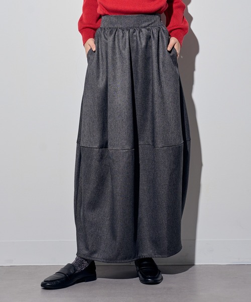 MAISON BREEZE reveur（メゾンブリーズレヴール）の「【MAISON BREEZE reveur】ツイードコクーンスカート　DTK（スカート・レディース・ブラック/グレー/ブラウン・FREE）」の4枚目の写真