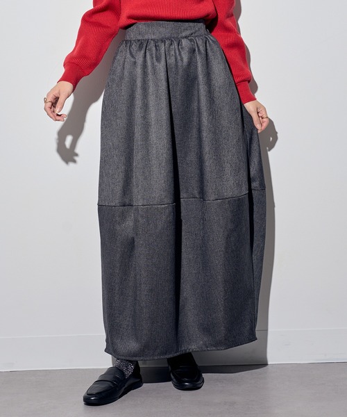 MAISON BREEZE reveur（メゾンブリーズレヴール）の「【MAISON BREEZE reveur】ツイードコクーンスカート　DTK（スカート・レディース・ブラック/グレー/ブラウン・FREE）」の5枚目の写真