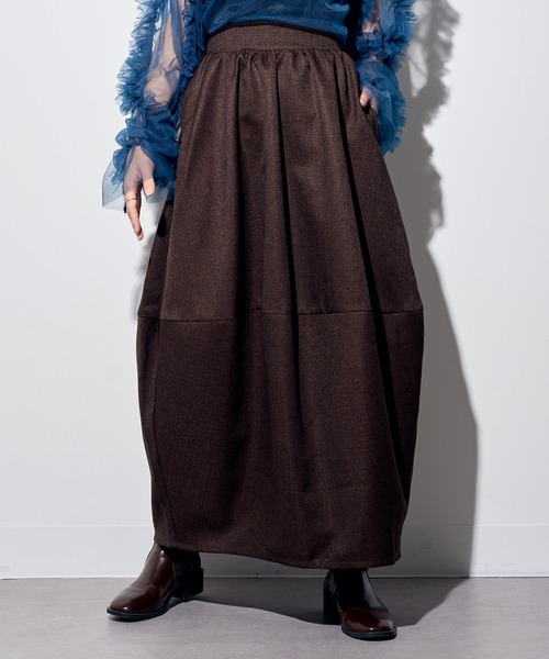 MAISON BREEZE reveur（メゾンブリーズレヴール）の「【MAISON BREEZE reveur】ツイードコクーンスカート　DTK（スカート・レディース・ブラック/グレー/ブラウン・FREE）」の22枚目の写真