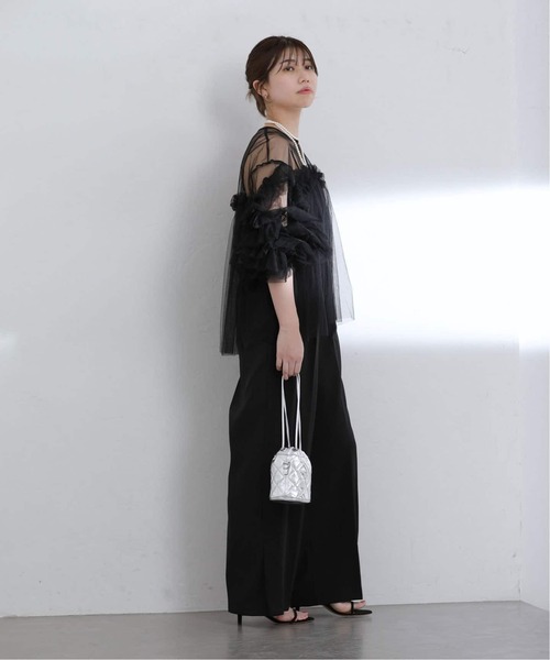 La TOTALITE（ラトータリテ）の「《追加》デコラティブチュールトップス（シャツ/ブラウス・レディース・ブラック/チャコールグレー/ベージュ/ライトグリーン・FREE）」の6枚目の写真