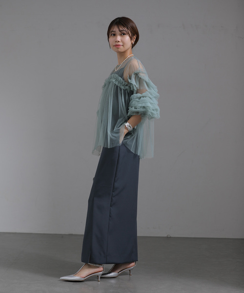 La TOTALITE（ラトータリテ）の「《追加》デコラティブチュールトップス（シャツ/ブラウス・レディース・ブラック/チャコールグレー/ベージュ/ライトグリーン・FREE）」の19枚目の写真