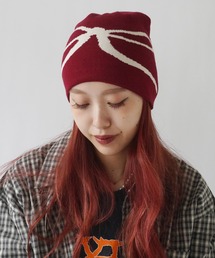 Port | 【 antique andico / アンティーク アンディコ 】 グラフィック リボン ニット ビーニー #_(ニットキャップ/ビーニー)