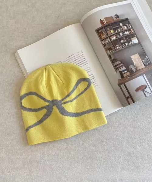 Port（ポート）の「【 antique andico / アンティーク アンディコ 】 グラフィック リボン ニット ビーニー #_（ニットキャップ/ビーニー・レディース・アイボリー/イエロー/ブラック/ライトグレー/チャコールグレー/ネイビー/レッド・FREE）」の7枚目の写真