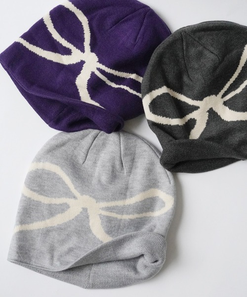 Port（ポート）の「【 antique andico / アンティーク アンディコ 】 グラフィック リボン ニット ビーニー #_（ニットキャップ/ビーニー・レディース・アイボリー/イエロー/ブラック/ライトグレー/チャコールグレー/ネイビー/レッド・FREE）」の5枚目の写真