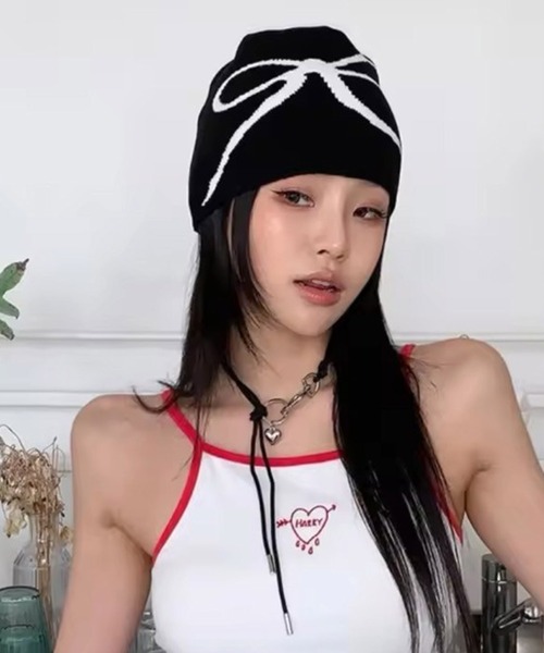 Port（ポート）の「【 antique andico / アンティーク アンディコ 】 グラフィック リボン ニット ビーニー #_（ニットキャップ/ビーニー・レディース・アイボリー/イエロー/ブラック/ライトグレー/チャコールグレー/ネイビー/レッド・FREE）」の17枚目の写真