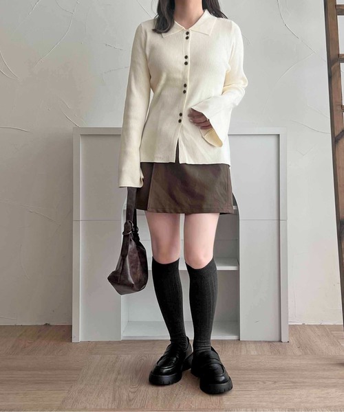 apres jour clair（アプレジュールクレア）の「【apres jour clair】ボタンデザインポロニット【ZOZOTOWN限定アイテム】（カーディガン/ボレロ・レディース・ブラウン系その他/アイボリー/ベージュ・フリー/X-LARGE）」の7枚目の写真