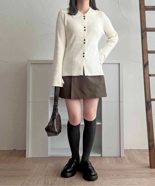 apres jour clair（アプレジュールクレア）の「【apres jour clair】ボタンデザインポロニット【ZOZOTOWN限定アイテム】（カーディガン/ボレロ・レディース・ブラウン系その他/アイボリー/ベージュ・フリー/X-LARGE）」の8枚目の写真