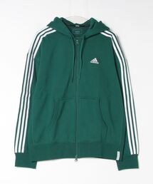アディダス adidas エッセンシャルズ プラス ルーズフィット スリーストライプス フレンチテリー フルジップパーカー