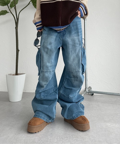sedacle（セダクル）の「巾着ポケットカーゴデニム（デニムパンツ・メンズ・インディゴブルー/ブラック・LARGE/MEDIUM/SMALL）」の3枚目の写真