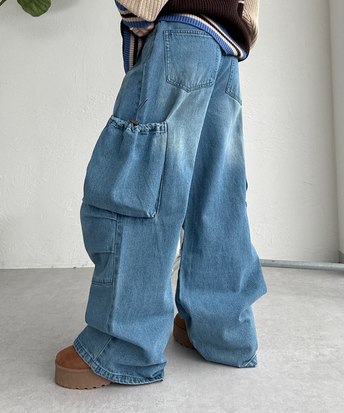 sedacle（セダクル）の「巾着ポケットカーゴデニム（デニムパンツ・メンズ・インディゴブルー/ブラック・LARGE/MEDIUM/SMALL）」の5枚目の写真