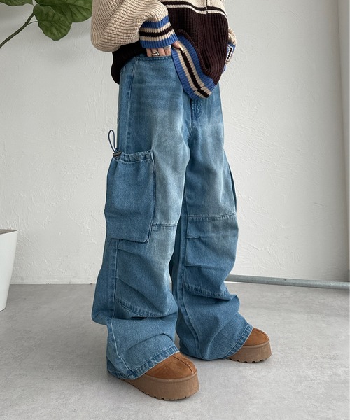 sedacle（セダクル）の「巾着ポケットカーゴデニム（デニムパンツ・メンズ・インディゴブルー/ブラック・LARGE/MEDIUM/SMALL）」の4枚目の写真