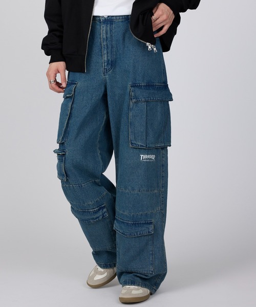 ZIP Select Thrasher デニムパンツ ブラック セール】【THRASHER/スラッシャー】ストレッチ ケミカル