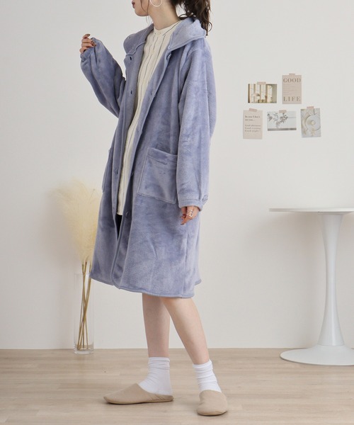 FUNALIVE（ファンアライブ）の「ブランケットローブミディ丈（ガウン/バスローブ・レディース・アイボリー系/ネイビー系/イエロー/パープル/ベージュ系/ピンク系・FREE）」の16枚目の写真