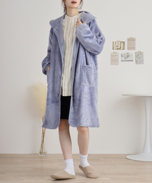 FUNALIVE（ファンアライブ）の「ブランケットローブミディ丈（ガウン/バスローブ・レディース・アイボリー系/ネイビー系/イエロー/パープル/ベージュ系/ピンク系・FREE）」の17枚目の写真