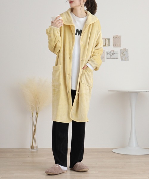 FUNALIVE（ファンアライブ）の「ブランケットローブミディ丈（ガウン/バスローブ・レディース・アイボリー系/ネイビー系/イエロー/パープル/ベージュ系/ピンク系・FREE）」の20枚目の写真