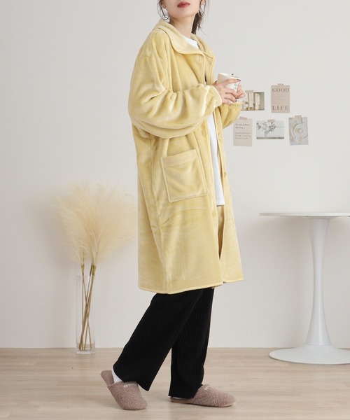 FUNALIVE（ファンアライブ）の「ブランケットローブミディ丈（ガウン/バスローブ・レディース・アイボリー系/ネイビー系/イエロー/パープル/ベージュ系/ピンク系・FREE）」の21枚目の写真