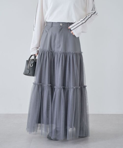 ELENCARE DUE(エレンカーレデュエ)の「・ELENCARE DUE ハイブリットティアードスカート(スカート・レディース・チャコールグレー/ブラック/カーキ・FREE)」の3枚目の写真