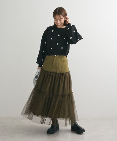 ELENCARE DUE(エレンカーレデュエ)の「・ELENCARE DUE ハイブリットティアードスカート(スカート・レディース・チャコールグレー/ブラック/カーキ・FREE)」の5枚目の写真