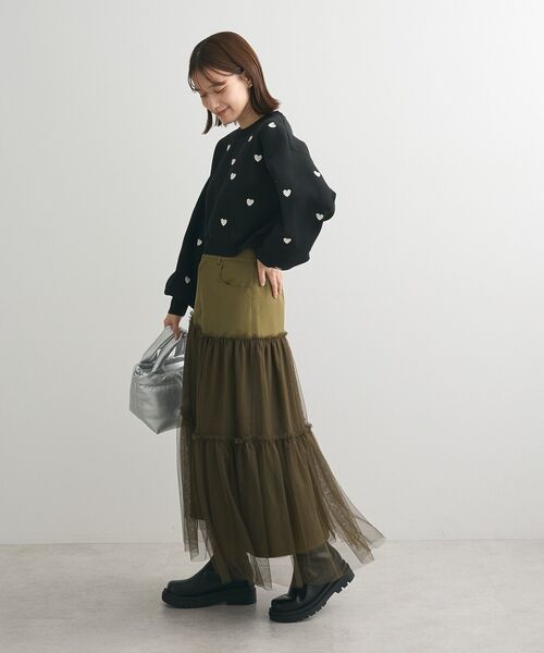 ELENCARE DUE(エレンカーレデュエ)の「・ELENCARE DUE ハイブリットティアードスカート(スカート・レディース・チャコールグレー/ブラック/カーキ・FREE)」の6枚目の写真