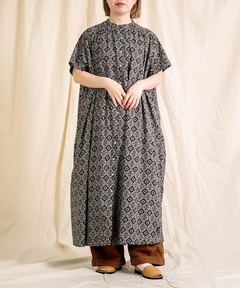 Brocante / ブロカント] インドプリント(チェック) フロンセワンピース