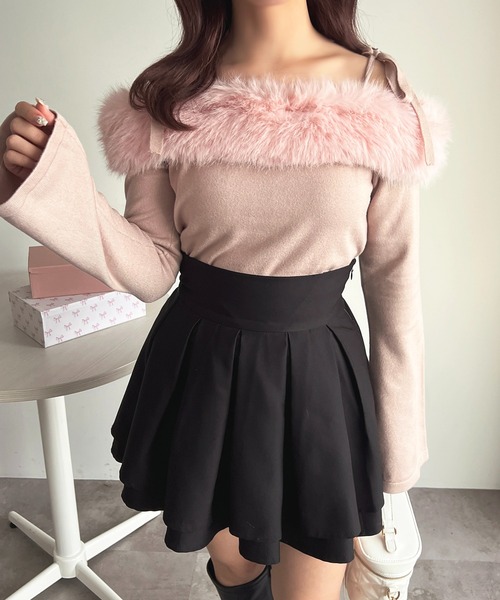 apres jour(アプレジュール)の「ファーオフショルニット【ZOZOTOWN限定アイテム】(ニット/セーター・レディース・ベビーピンク/ブラック/ホワイト・フリー/X-LARGE)」の9枚目の写真