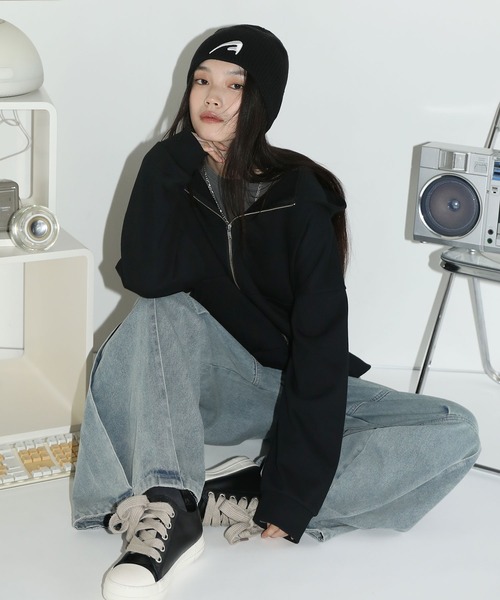 MSG(エムエスジー)の「ウォッシュ加工ルーズシルエット ショートメタルジップパーカー(パーカー・メンズ・ブラック系/グレー系/ピンク系/ブラック・XL/L/M/S)」の15枚目の写真