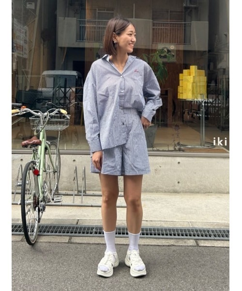 titivate（ティティベイト）の「デザイン刺繍入りストライプオーバーシャツ（シャツ/ブラウス・レディース・ネイビー/ベージュ/ブルー・L/M/S）」の22枚目の写真