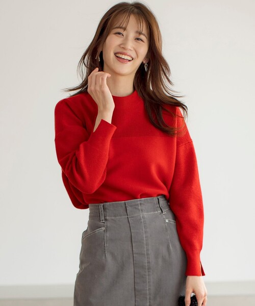ANY SIS(エニィスィス)の「【洗える】ウキウキ ニット(ニット/セーター・レディース・ネイビー系/レッド系/ピンク系/ライトイエロー系/サックスブルー系/ベージュ系・4)」の2枚目の写真