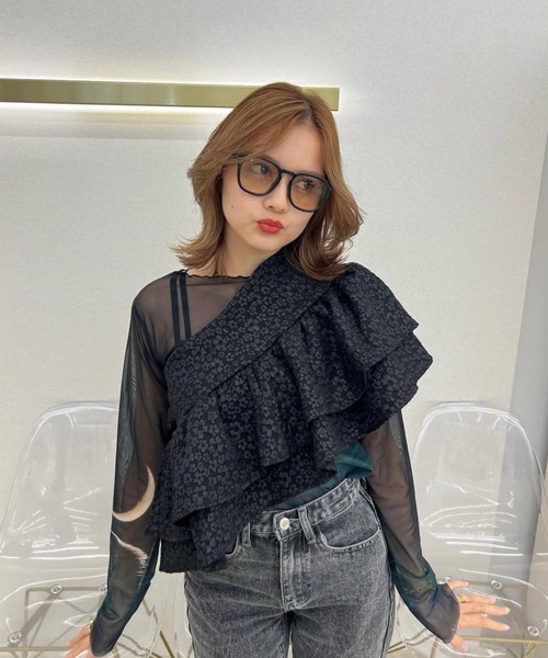 FLEX（フレックス）の「square frame sunglasses / スクエアフレーム サングラス（サングラス・レディース・グレー/オレンジ/グリーン・FREE）」の5枚目の写真