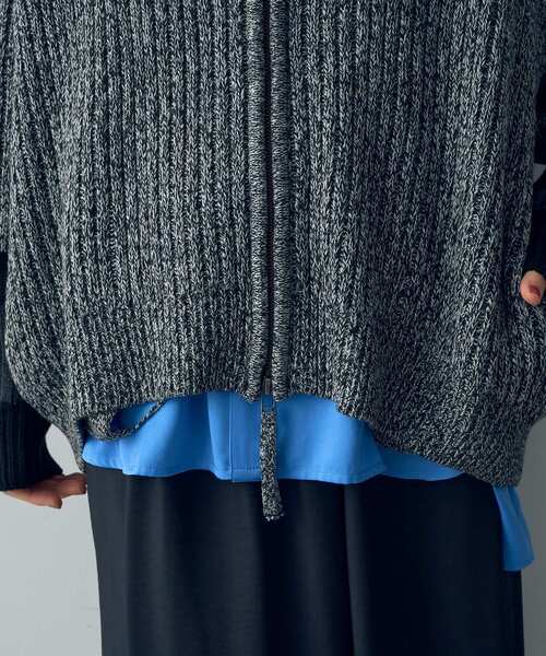 Editt by YECCA VECCA（エディットバイイェッカヴェッカ）の「スタンドネックZIPニット（ニット/セーター・レディース・ブラック/杢グレー/ダークベージュ・FREE）」の12枚目の写真