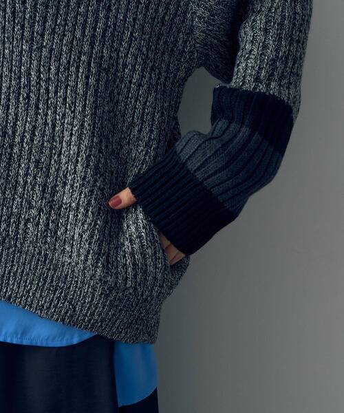 Editt by YECCA VECCA（エディットバイイェッカヴェッカ）の「スタンドネックZIPニット（ニット/セーター・レディース・ブラック/杢グレー/ダークベージュ・FREE）」の13枚目の写真