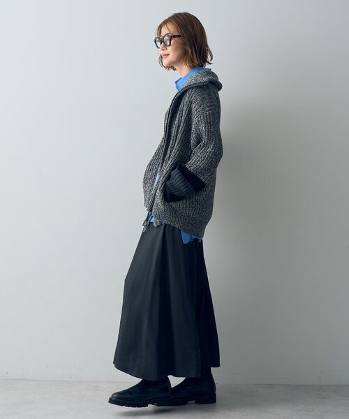 Editt by YECCA VECCA（エディットバイイェッカヴェッカ）の「スタンドネックZIPニット（ニット/セーター・レディース・ブラック/杢グレー/ダークベージュ・FREE）」の18枚目の写真