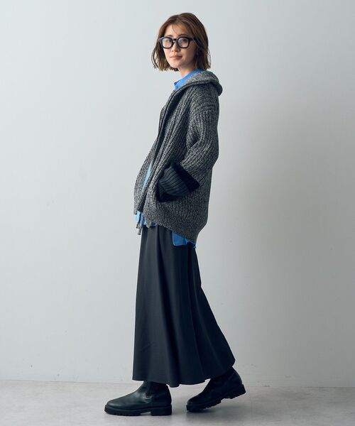 Editt by YECCA VECCA（エディットバイイェッカヴェッカ）の「スタンドネックZIPニット（ニット/セーター・レディース・ブラック/杢グレー/ダークベージュ・FREE）」の19枚目の写真