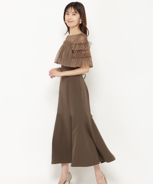 AND COUTURE（アンドクチュール）の「チュールフリルマーメイドドレス（ドレス・レディース・ブラック/ピンク/ブラウン/ライトグレー・FREE）」の6枚目の写真