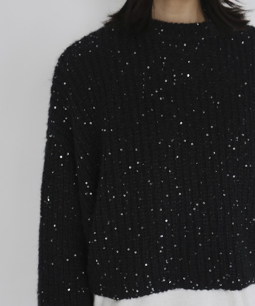 hellam（へラム）の「スパンコールニットプルオーバー（Tシャツ/カットソー・レディース・杢グレー/アイボリー/ブラック/レッド・FREE）」の13枚目の写真