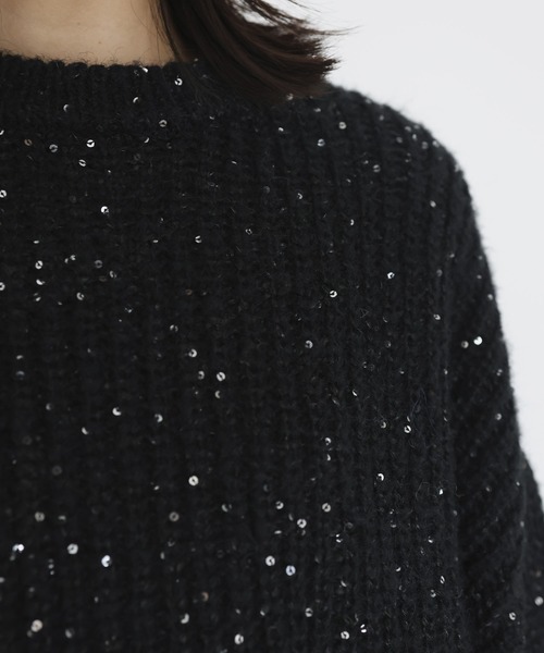 hellam（へラム）の「スパンコールニットプルオーバー（Tシャツ/カットソー・レディース・杢グレー/アイボリー/ブラック/レッド・FREE）」の14枚目の写真