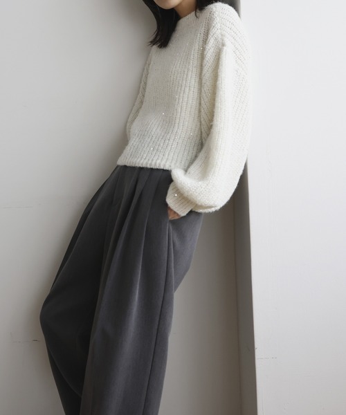 hellam（へラム）の「スパンコールニットプルオーバー（Tシャツ/カットソー・レディース・杢グレー/アイボリー/ブラック/レッド・FREE）」の16枚目の写真