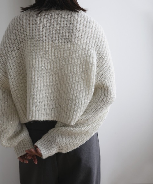 hellam（へラム）の「スパンコールニットプルオーバー（Tシャツ/カットソー・レディース・杢グレー/アイボリー/ブラック/レッド・FREE）」の17枚目の写真