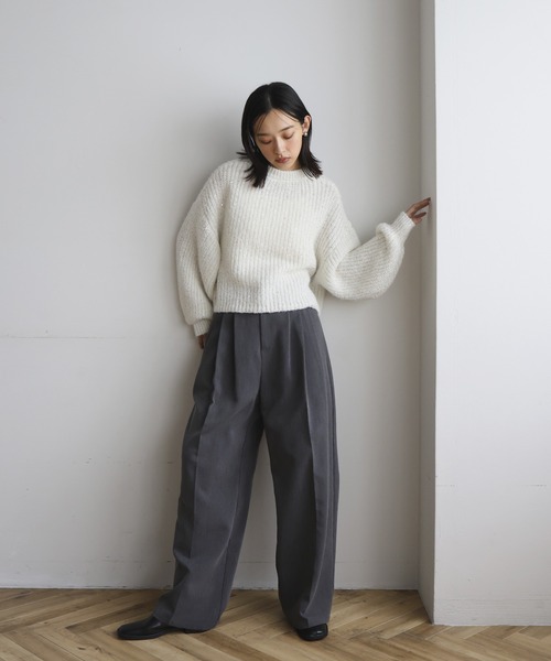 hellam（へラム）の「スパンコールニットプルオーバー（Tシャツ/カットソー・レディース・杢グレー/アイボリー/ブラック/レッド・FREE）」の19枚目の写真